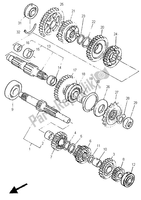 Toutes les pièces pour le Transmission du Yamaha FZR 1000 1995