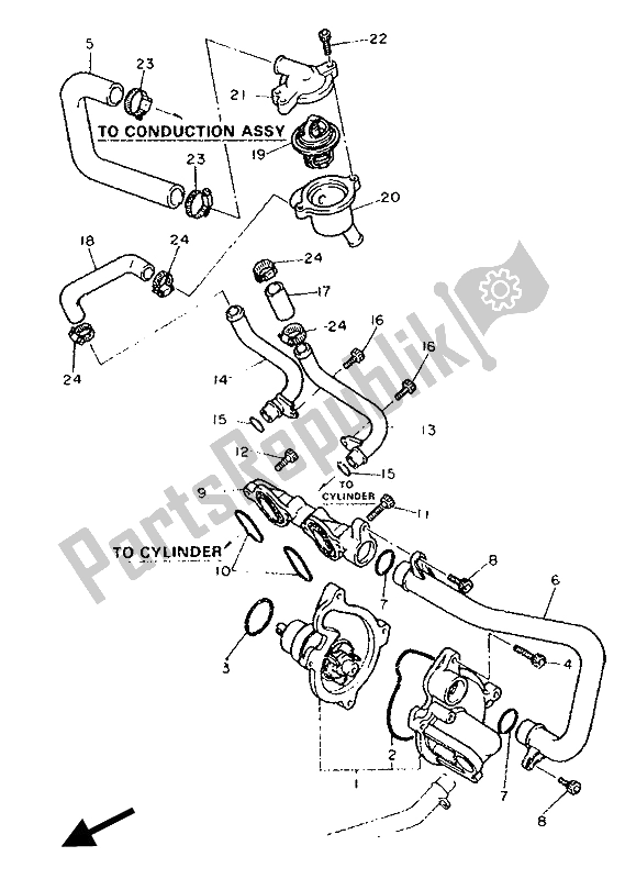 Toutes les pièces pour le Pompe à Eau du Yamaha FZR 600 Genesis 1990