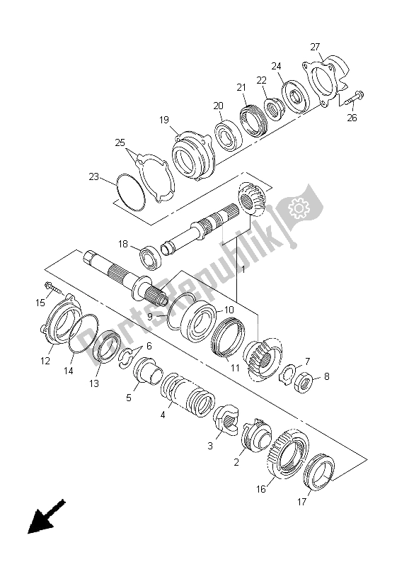 All parts for the Middle Drive Gear of the Yamaha FJR 1300A 2005