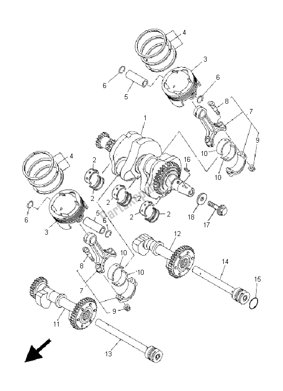 Toutes les pièces pour le Vilebrequin Et Piston du Yamaha TDM 900 2005