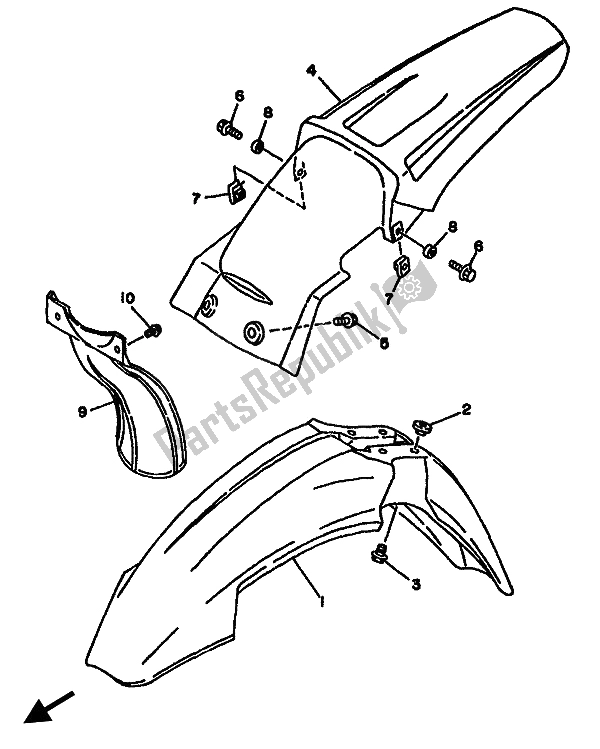 Tutte le parti per il Parafango del Yamaha YZ 125F LC 1994