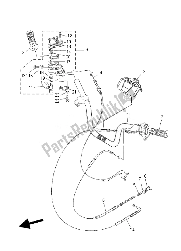 Alle onderdelen voor de Stuurhendel En Kabel van de Yamaha YFM 250B BIG Bear 2007