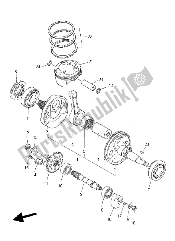 All parts for the Crankshaft & Piston of the Yamaha WR 450F 2010