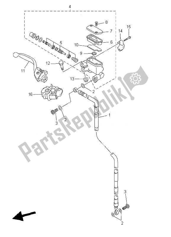 All parts for the Front Master Cylinder of the Yamaha YZ 250 2010