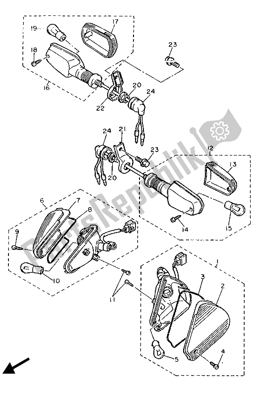 Tutte le parti per il Luce Lampeggiante del Yamaha FJ 1200 1987