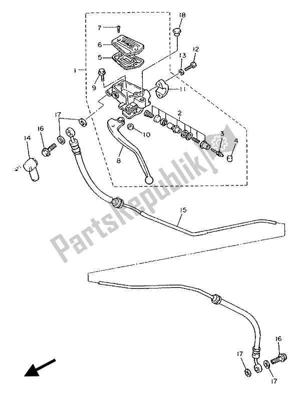 Tutte le parti per il Pompa Freno Anteriore 2 del Yamaha FZ 750 Genesis 1989