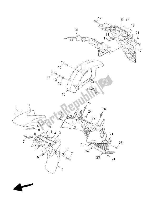 All parts for the Fender of the Yamaha YP 250 RA X MAX 2011