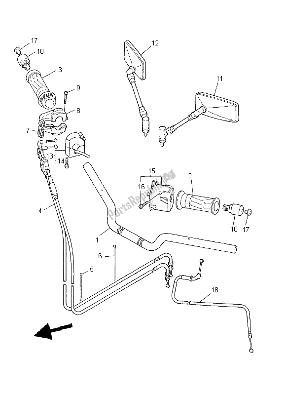 All parts for the Steering Handle & Cable of the Yamaha XJR 1300 2002