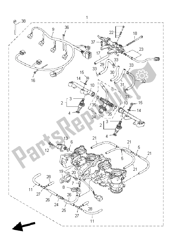 Alle onderdelen voor de Intake 2 van de Yamaha FZ8 NA 800 2011
