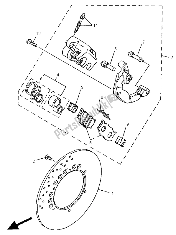 All parts for the Front Brake Caliper of the Yamaha XV 535 S Virago 1997