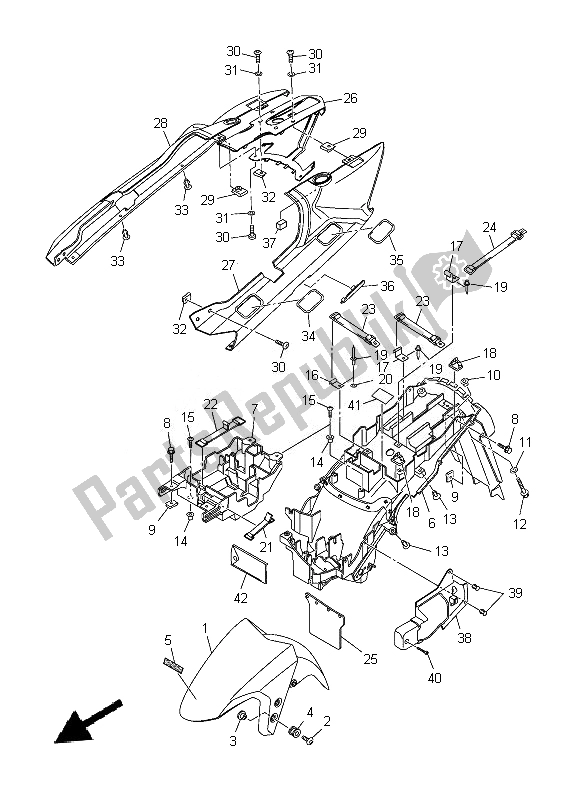 Tutte le parti per il Parafango del Yamaha FJR 1300 AE 2014