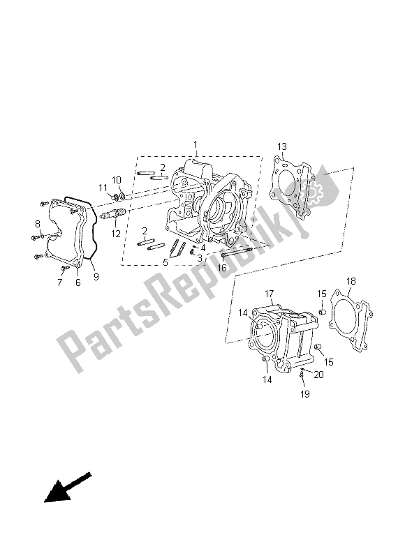 Tutte le parti per il Cilindro del Yamaha YP 125 RA 2014