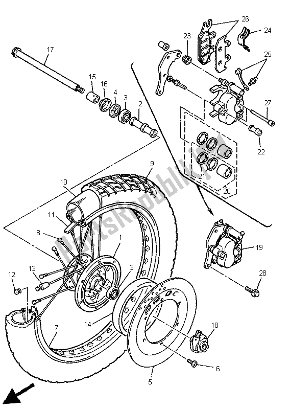 Toutes les pièces pour le Roue Avant du Yamaha XT 600E 1997