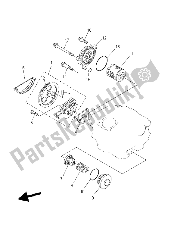 All parts for the Oil Pump of the Yamaha TW 125 2002