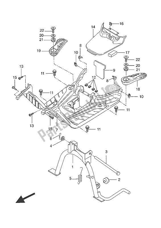 All parts for the Stand & Footrest of the Yamaha CW 50 LN 2016