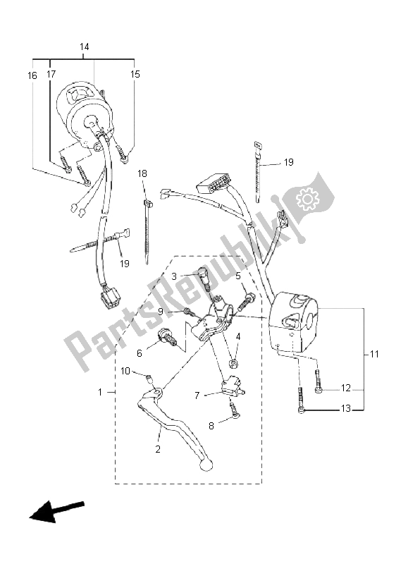 All parts for the Handle Switch & Lever of the Yamaha FZ6 Sahg 600 2009