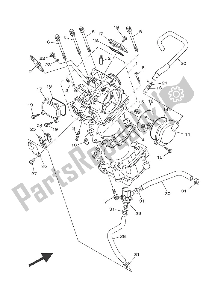 All parts for the Cylinder Head of the Yamaha YXM 700 ES 2016