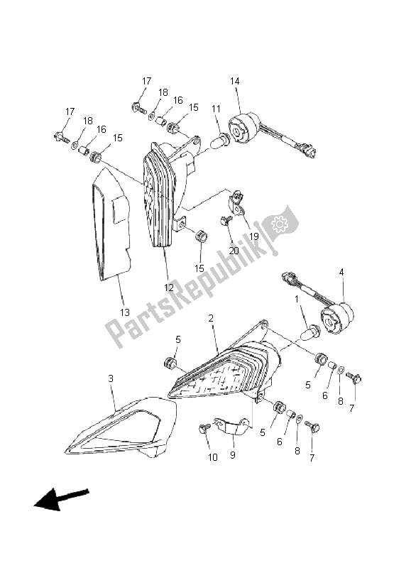 All parts for the Headlight of the Yamaha YFZ 450 SE 2008