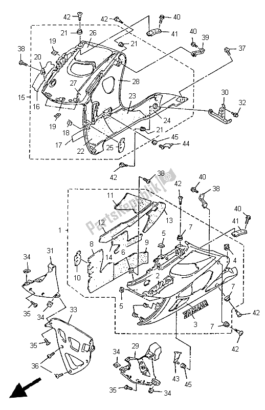 Todas las partes para Carenado 2 de Yamaha YZF 600R Thundercat 1997