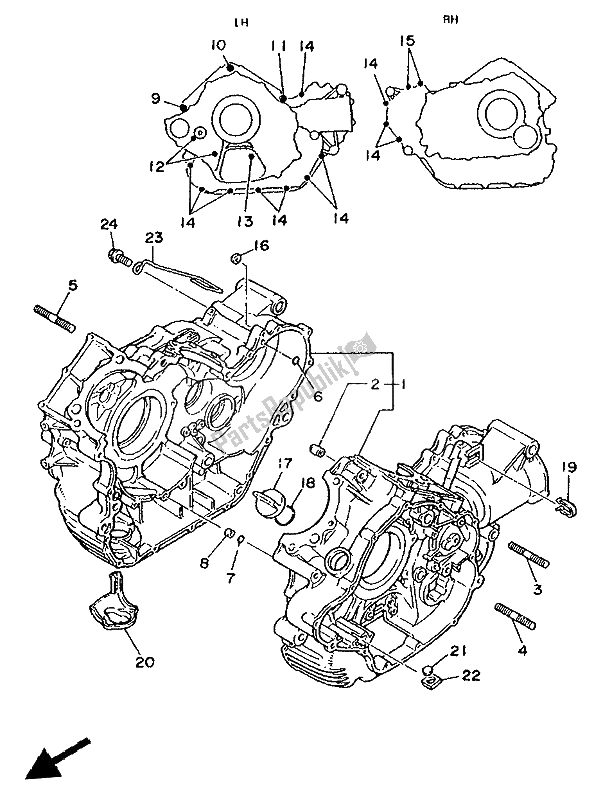 Toutes les pièces pour le Carter du Yamaha XV 1100 Virago 1994