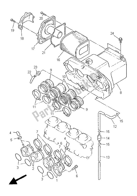 All parts for the Intake of the Yamaha XJR 1200 1996