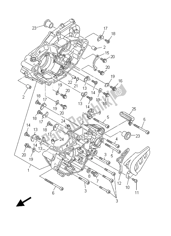 All parts for the Crankcase of the Yamaha WR 250F 2003