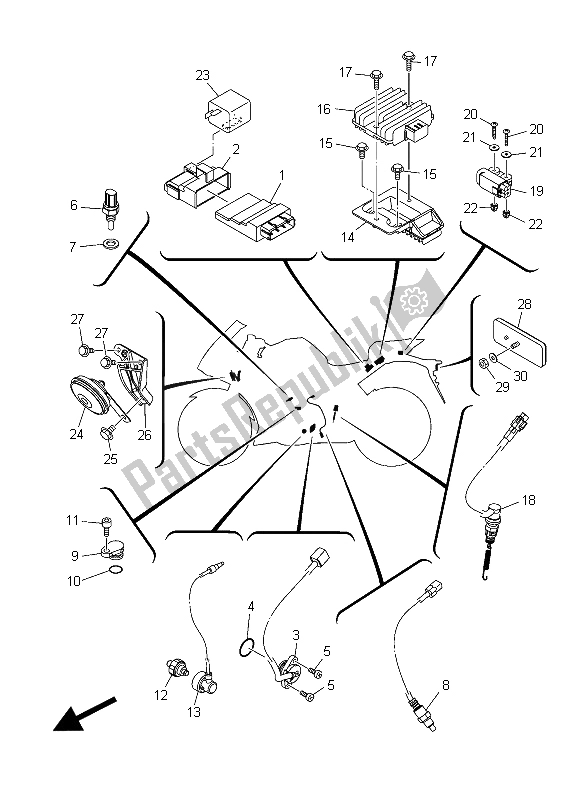 All parts for the Electrical 2 of the Yamaha YZF R3A 300 2015