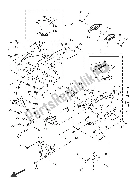 Tutte le parti per il Cowling 2 del Yamaha XJ6F 600 2016
