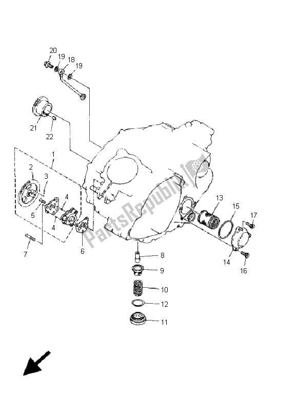 All parts for the Oil Pump of the Yamaha YFM 350R 2009