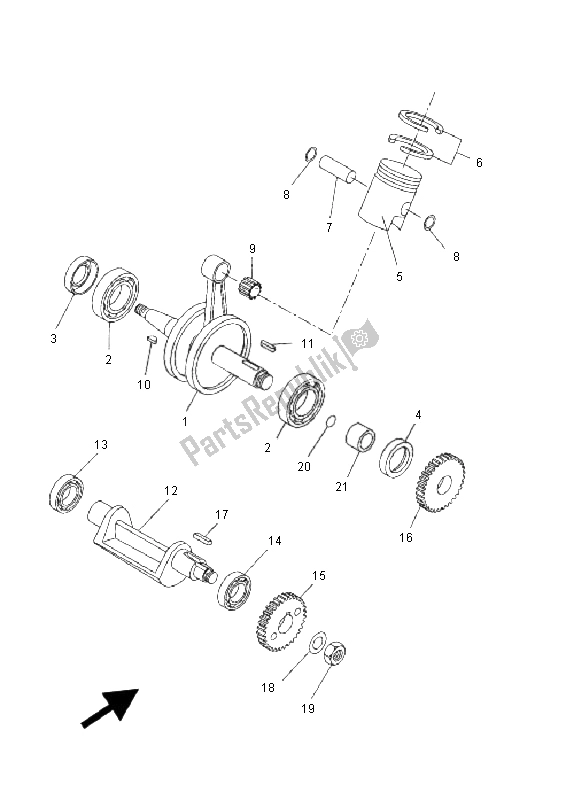 All parts for the Crankshaft & Piston of the Yamaha DT 50R SM 2008