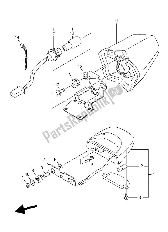 All parts for the Taillight of the Yamaha XJ6 SA Diversion 600 2010