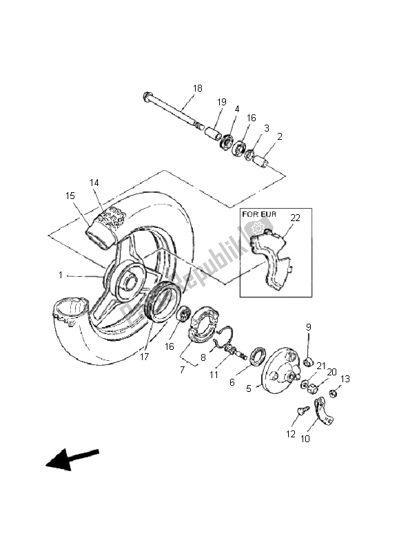 All parts for the Front Wheel of the Yamaha PW 50 2007