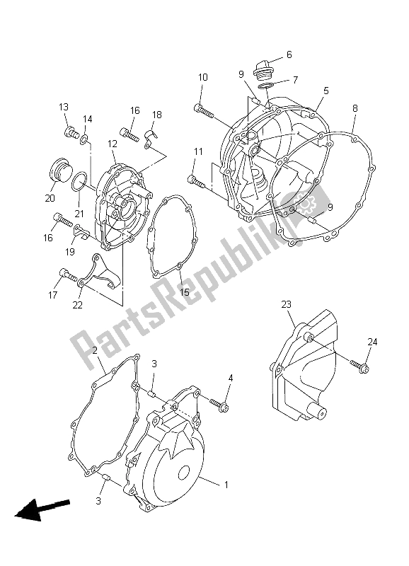 Tutte le parti per il Coperchio Del Carter 1 del Yamaha YZF R6 600 2009