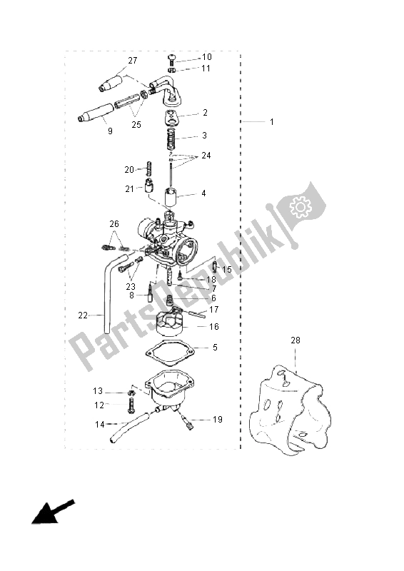 Tutte le parti per il Carburatore del Yamaha EW 50N Slider 2008