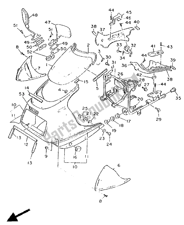 Tutte le parti per il Cowling 1 del Yamaha FZ 750 Genesis 1991