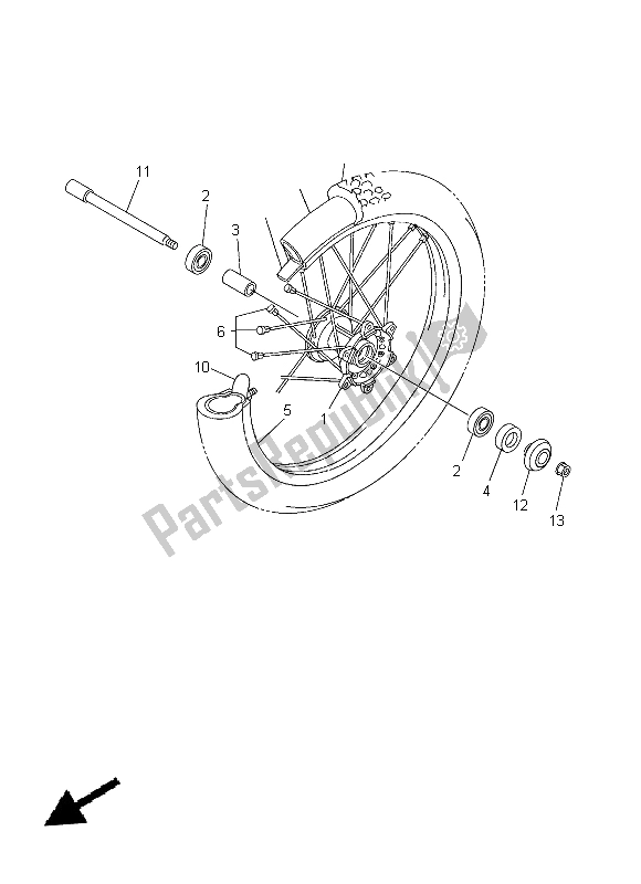 All parts for the Front Wheel of the Yamaha WR 250F 2015