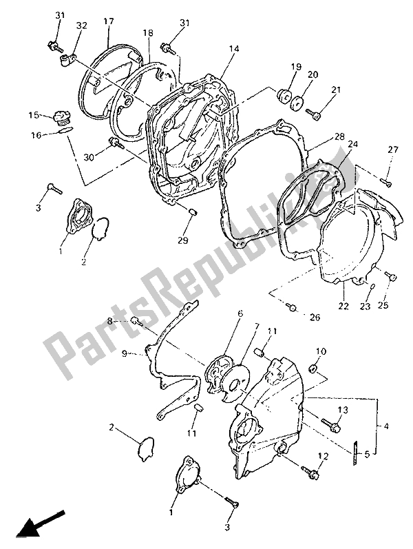 Tutte le parti per il Coperchio Del Carter 1 del Yamaha GTS 1000 1994