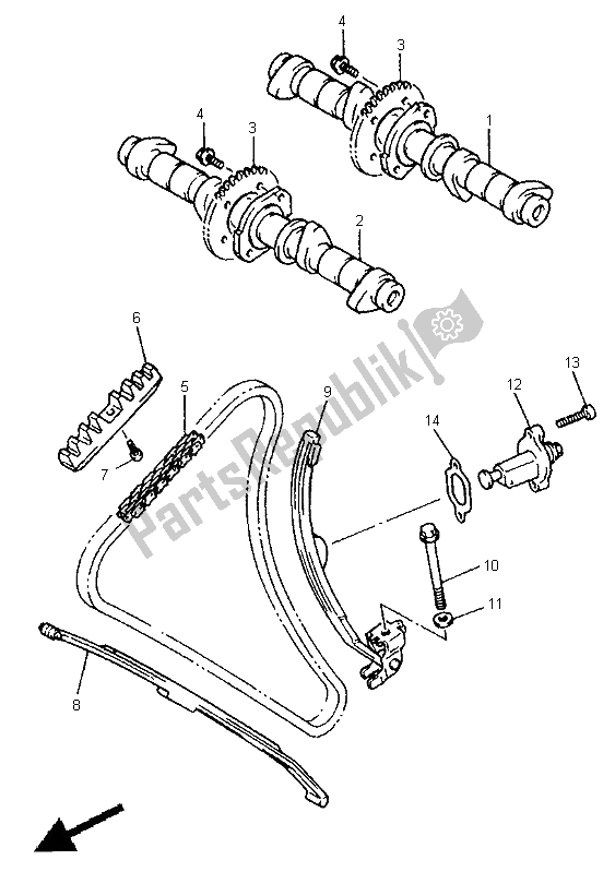 Toutes les pièces pour le Arbre à Cames Et Chaîne du Yamaha XJ 600S Diversion 1998