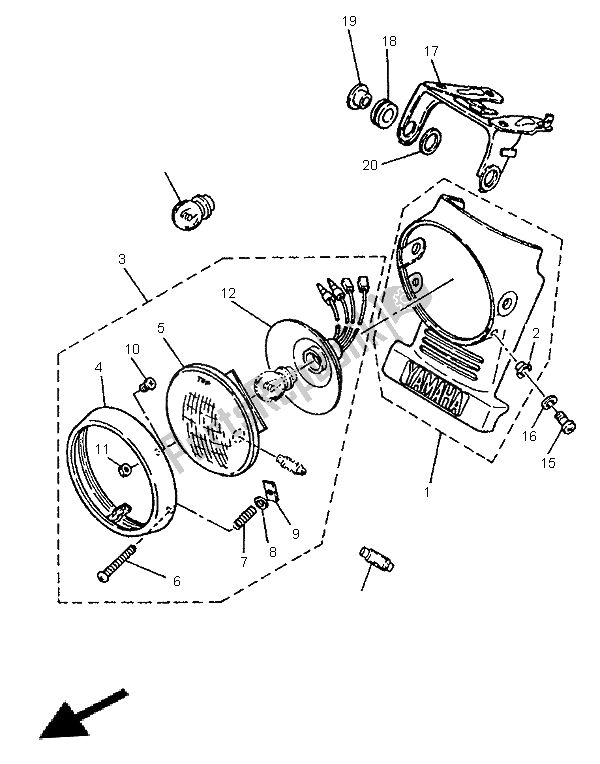 All parts for the Headlight of the Yamaha SR 125 1996