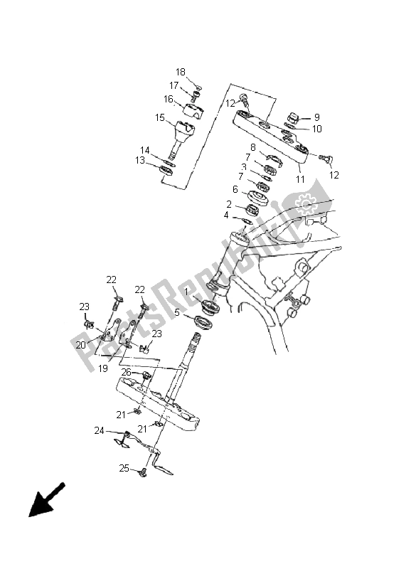 Todas as partes de Direção do Yamaha XVS 1100 Dragstar 2001