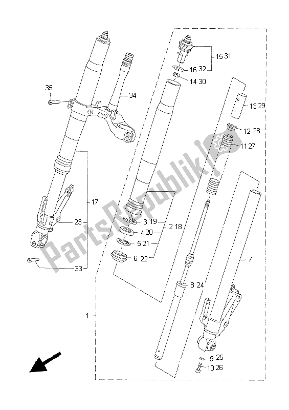 Todas las partes para Tenedor Frontal de Yamaha YZF R1 1000 1999