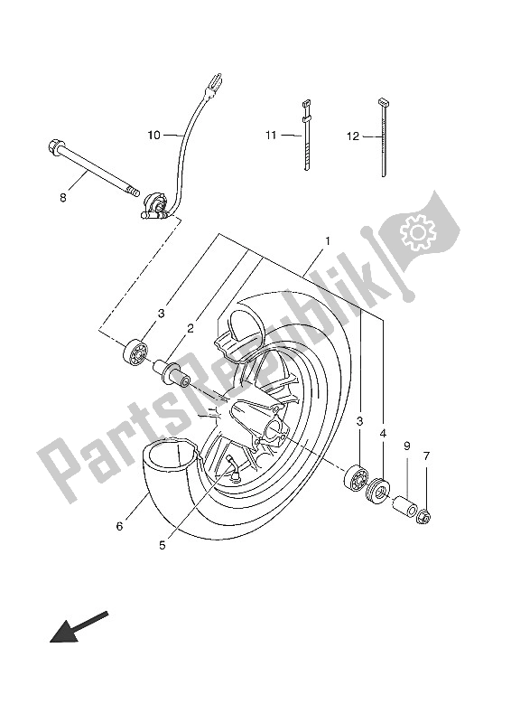 Todas as partes de Roda Da Frente do Yamaha YN 50 2016