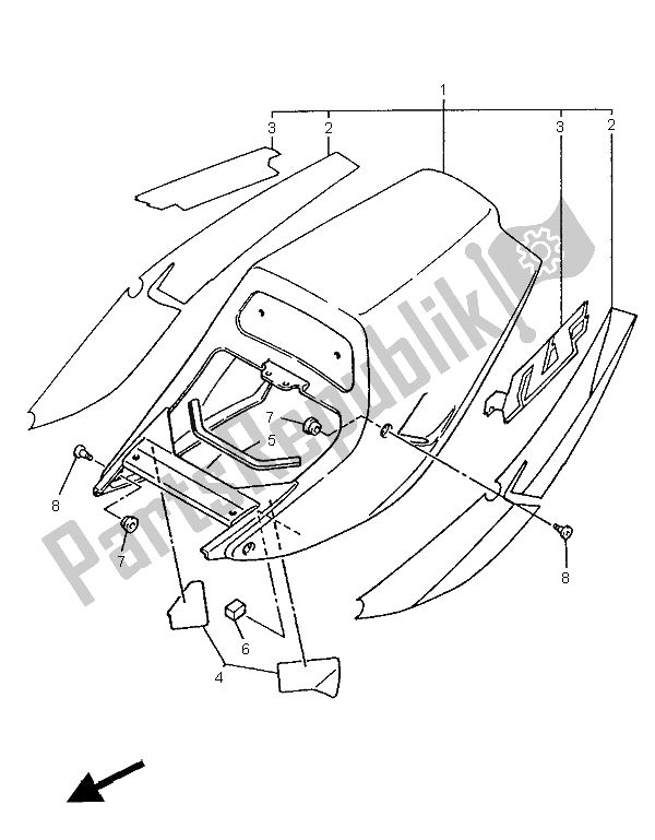 Toutes les pièces pour le Couvercle Latéral Et Réservoir D'huile du Yamaha YZF 750 SP 1996