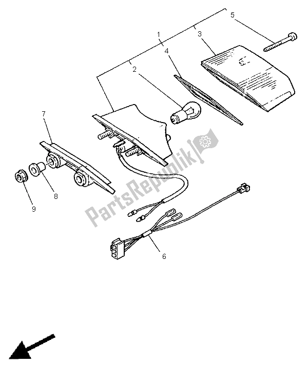 All parts for the Taillight of the Yamaha XT 600E 1998 All parts for the Taillight of the Yamaha XT 600E 1998