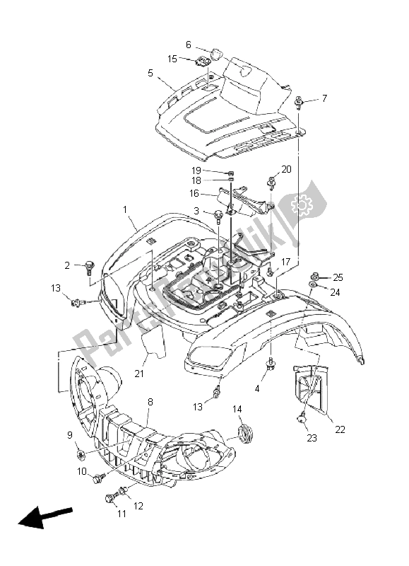 Todas las partes para Guardabarros Delantero de Yamaha YFM 660F Grizzly 2003