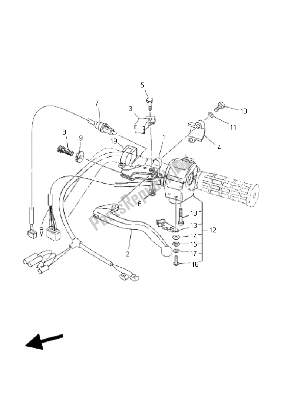 All parts for the Handle Switch & Lever of the Yamaha YFM 350 FA Bruin 4X4 2006