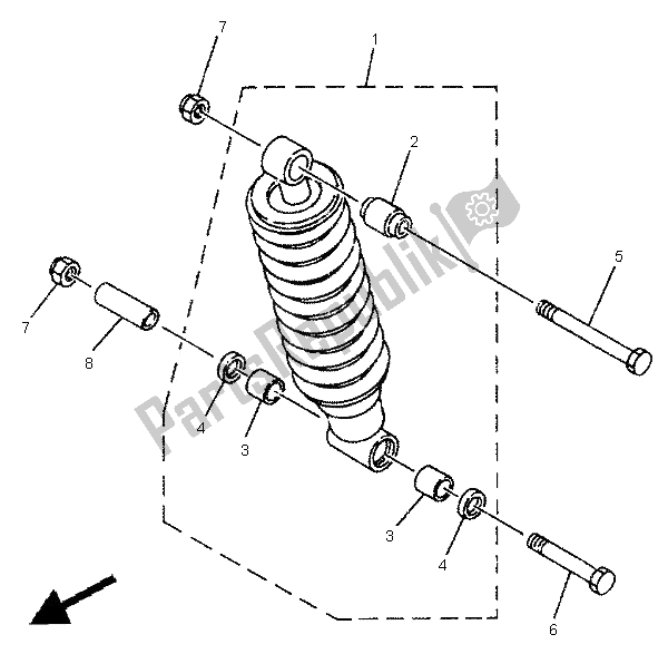 Toutes les pièces pour le Suspension Arrière du Yamaha TDR 125 1995