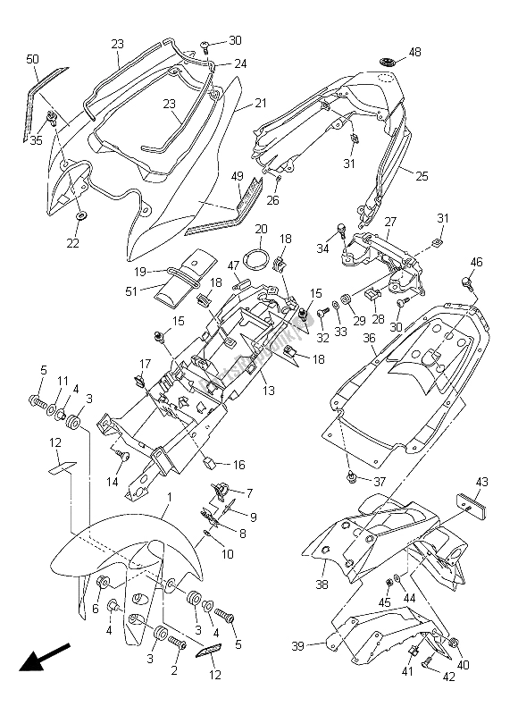 All parts for the Fender of the Yamaha FZ8 NA 800 2015