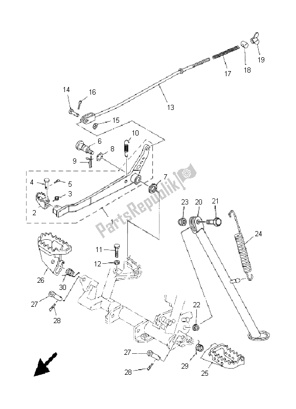 Todas las partes para Soporte Y Reposapiés de Yamaha TT R 125 SW LW 2005