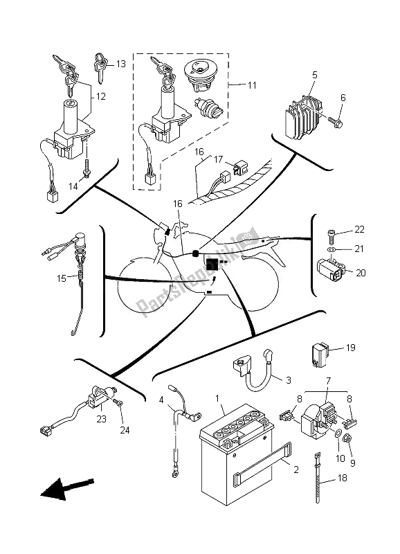 Toutes les pièces pour le électrique 1 du Yamaha YBR 125 ED 2007